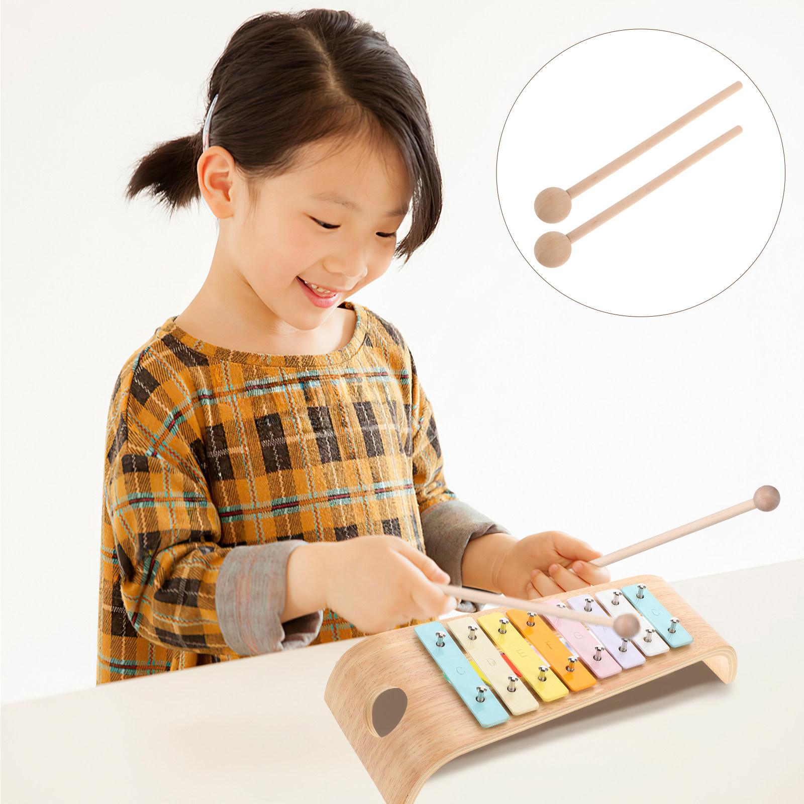 Woodworking Xylophone - 2Pcs Wooden Xylophone Mallets for Preschool