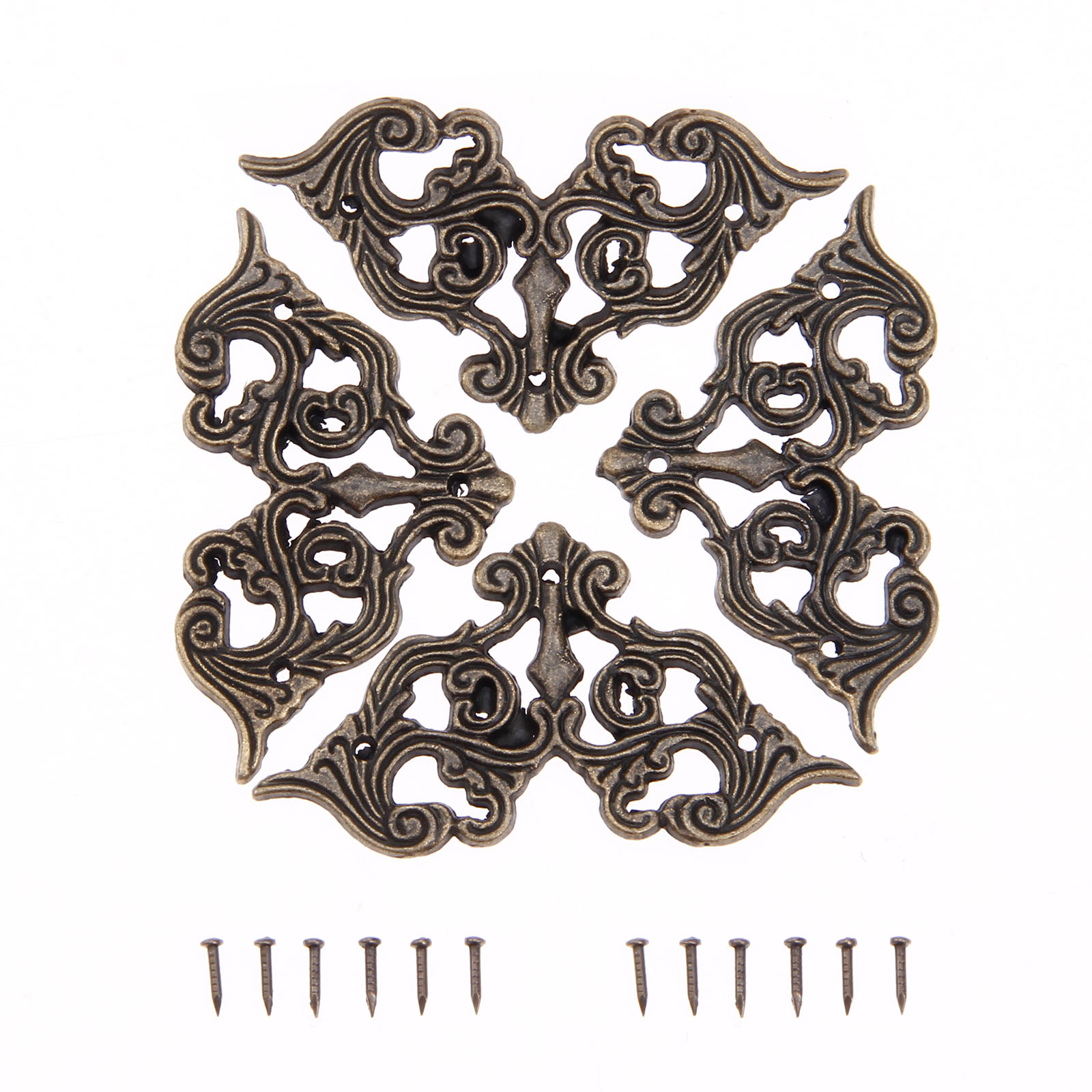 Woodworking Box - 4pcs Hollow Corner Protectors Antique Bronze