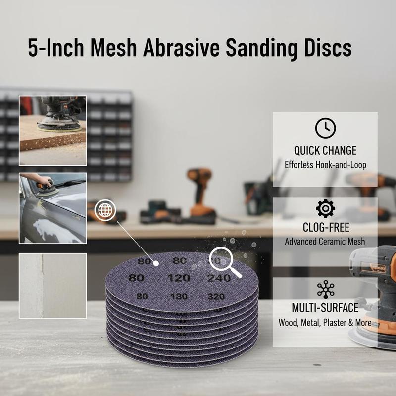 5-inch Ceramic Net Sandpaper 5 - Woodworking Finishing ulasan dan harga