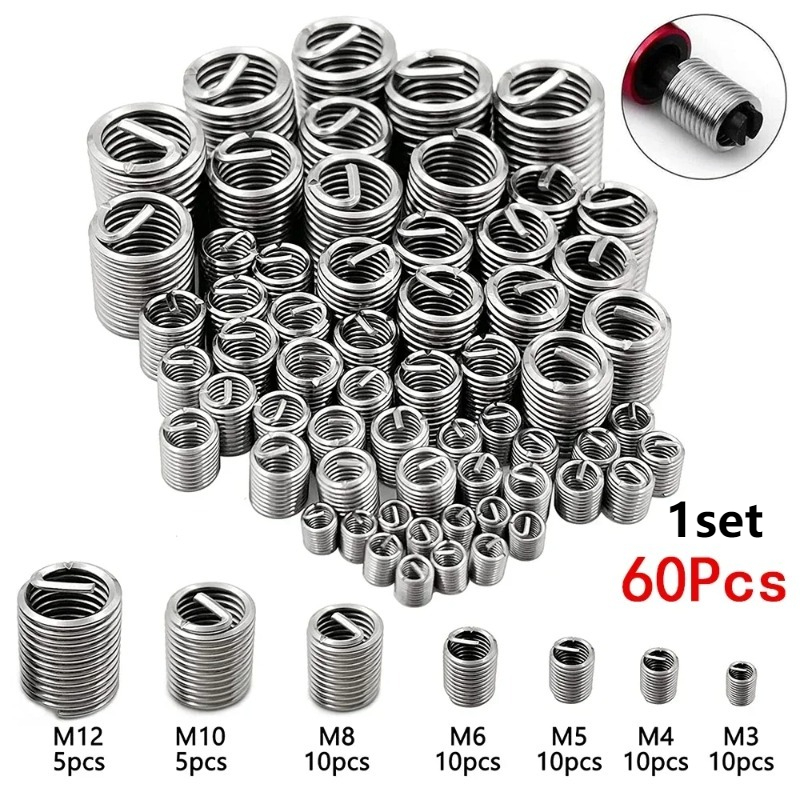 60pcs Stainless Steel Spiral W - Woodworking Finishing ulasan dan harga